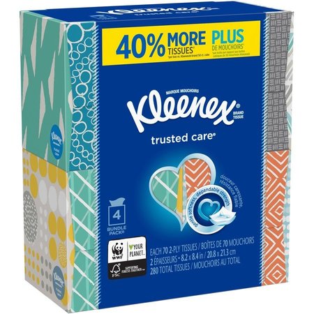 Kleenex Tissue, Cre, Trstd, 70, 4/Pk 4PK KCC50184